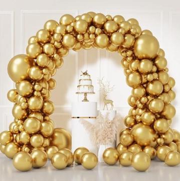 Metallic Gold Latex Balloons Garland - Wedding & Birthday Party Decoration Kit