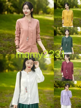 Flower stand-up collar shirt