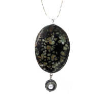 Natural Gemstone Agate Necklace with Silver Chain