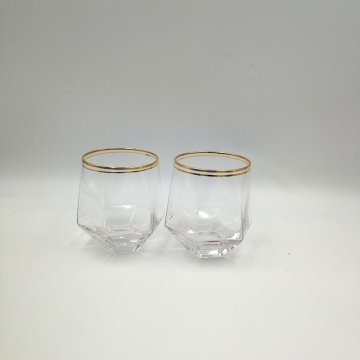 Gold rim GEO glass candle jar for sale