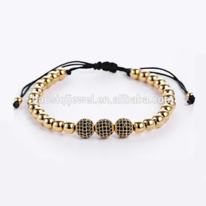 men macrame bracelet gold jewelry stainless steel bead bracelet