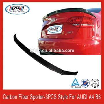 2009-2013 3PCS Style Carbon A4 B8 Boot Lip Spoiler For Audi A4