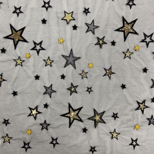 Tissu de broderie maille étoile brillante jaune 2 mm