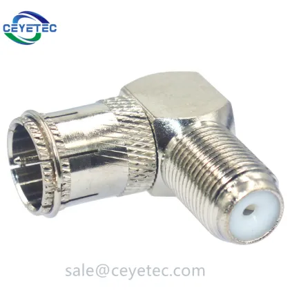 Right Angle F Plug to F Jack Adapter