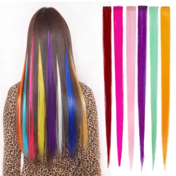 Colorful High Temperature Fiber Hair Extensions and Bone Straight Human Hair Wigs