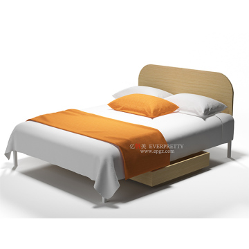 Contemporary Wooden Headboard Platform King Size Bed Frame with Steel Construction and Cabinets