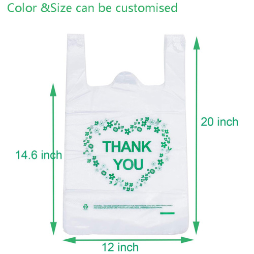 Custom logo Vest handle plastic poly plastic packaging bag for grocery