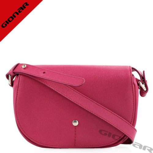 Stylish Cross Body Pink Leather Shoulder Handbags With Zinc Alloy Hardware