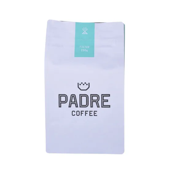 12-16oz Kraft paper Compostable Coffee Bag Block Bottom Pouch