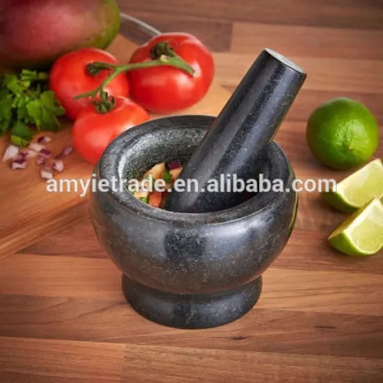 5.5" Black Granite Mortar And Pestle