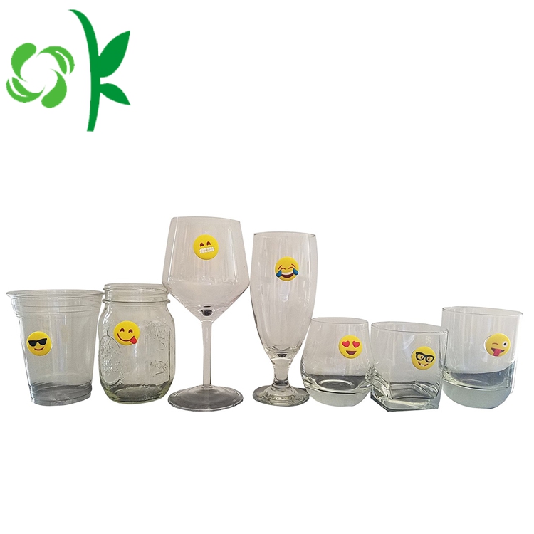 Personalised Silicone Custom Emoji Sucker Wine Glass Marker