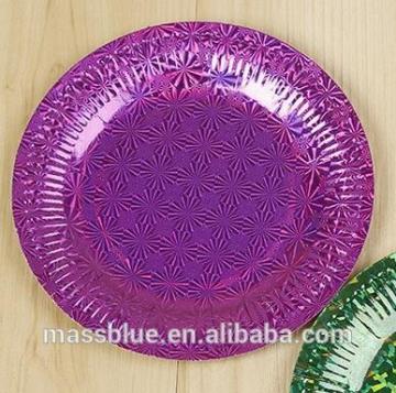 Bright purple color round shape paper plate