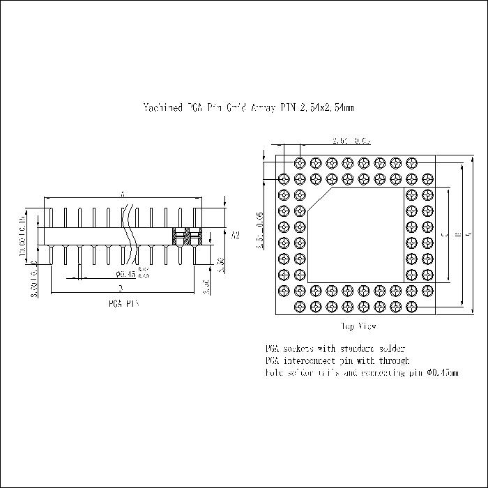 PGA07-X-XXXX PGA Pin Grid Array PIN 2.54X2.54mm