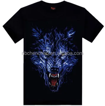 Blue Wolf New 3D Black Cotton Printed T-Shirt