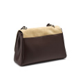 Niche Design Leather Color-Block Chocolate Tote