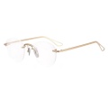 Gold Circle Titanium Frameless Designer Vintage Brille