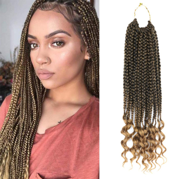 3S Wavy Box Braids Crochet Braid Hair Extensions with Curly Ends Synthetic With Wavy Free End Crochet Braids
