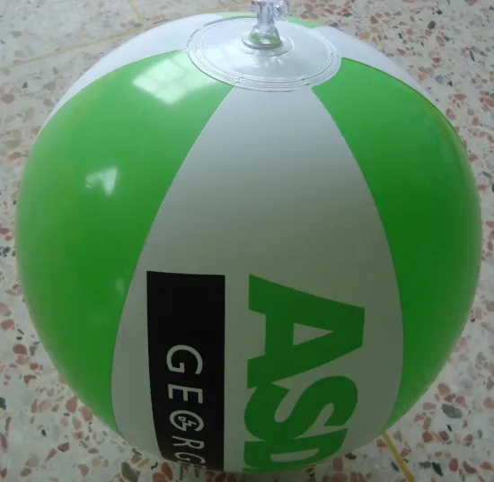 White and Green PVC Inflatable Beach Ball with Customized LOGO