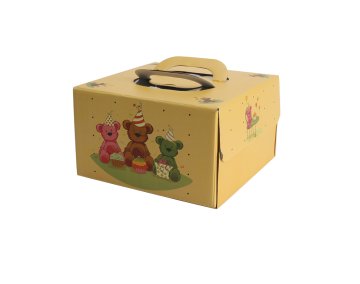 Brown Logo Strong Handle Birthday Cake Carrying Box