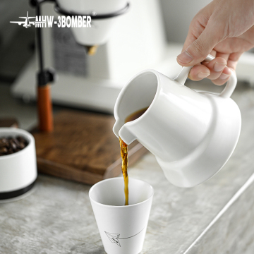 Customized 380ml Ceramic Coffee Server - White Espresso Pot with U-Shaped Spout