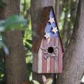 Wooden Hanging Patriotic USA Distressed Garden Bird House