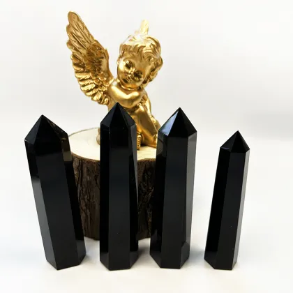High Quality Natural Crystal Stone Tower - Black Obsidian Healing Crystal for Home Decoration