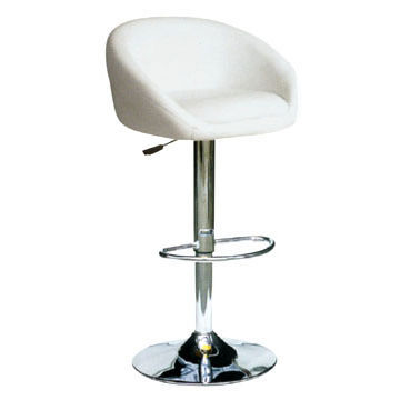 Bar Stool with Chrome Plating, Made of Soft Leather