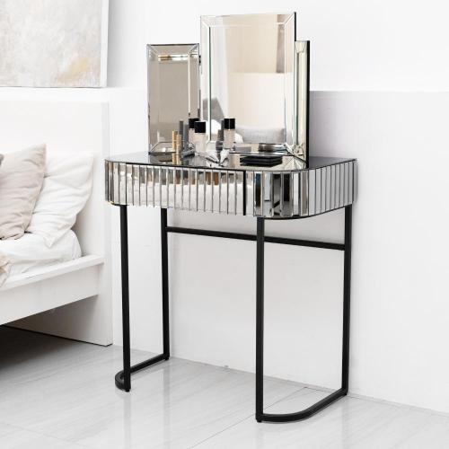 Commode à rayures miroir gris