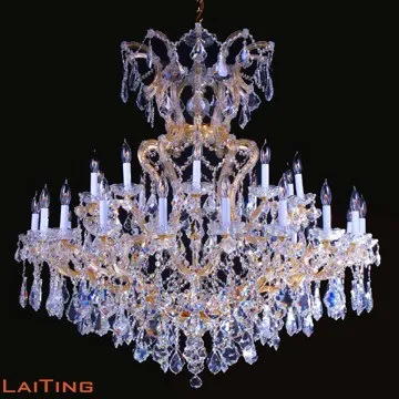 Large Crystal Maria Theresa Chandelier - Gold 31-Arm Pendant Light for Hotels and Houses