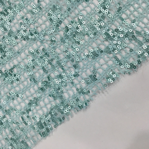 3MM Paillettenstickerei auf kariertem Spitzenstoff