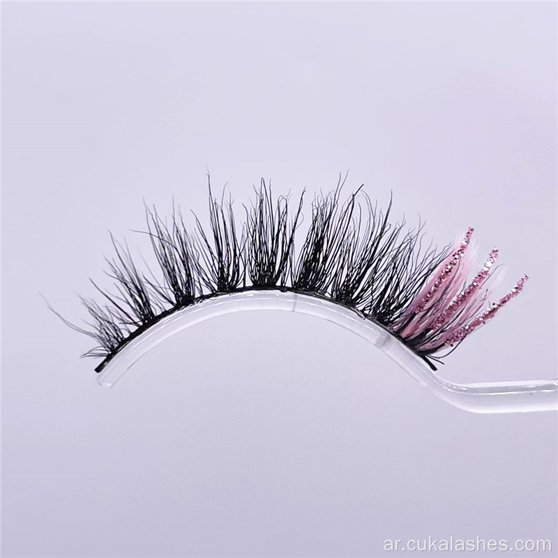 100 ٪ Mink Glitter Lashes Pink Parkle Mink Minkes