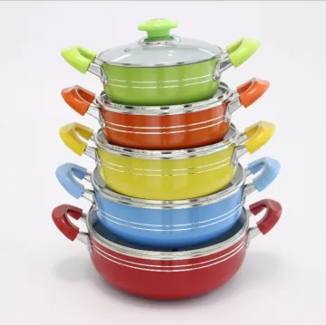 Colorful Aluminum Non-Stick Cookware Set - Easy Clean Kitchen Pots and Casserole