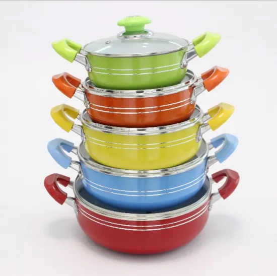 Colorful Aluminum Non-Stick Cookware Set - Easy Clean Kitchen Pots and Casserole