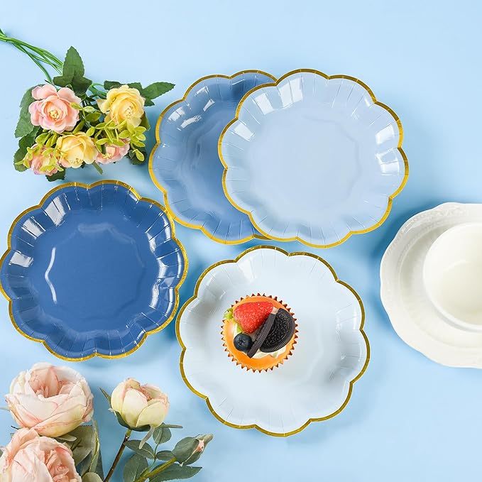 Dusty Blue 7 - inch Disposable Cake Plates, 48pcs