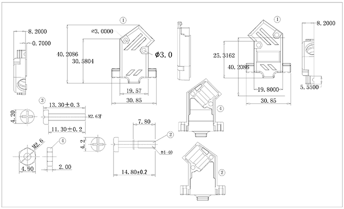 DBP04-09XX20 Standard D-SUB 9 pin solder type short screw