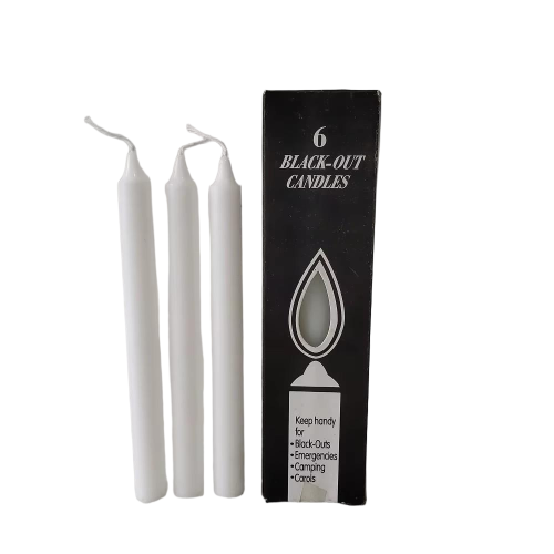 6pcs Black Box Household Cheap Wax White Candles