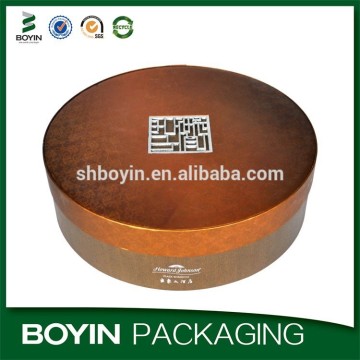 Recyclable round mooncake box with metal logo
