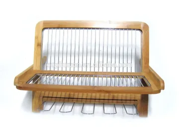 Folding Bamboo Dish Rack Dish Drying Holder Kitchen Sink Organizer