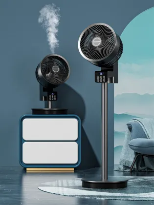 8-inch Smart Household Air Circulation Fan with Humidification and Aromatherapy, Voice and Remote Control, Dual-Use Vertical Fan