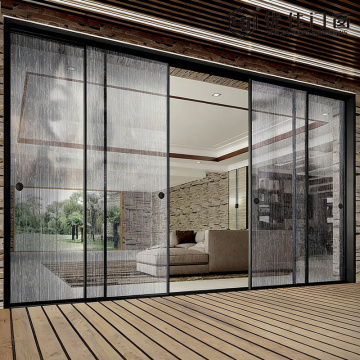 マットブラックの頑丈な溝付きガラススライドドア