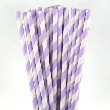 Purple and white paper straws