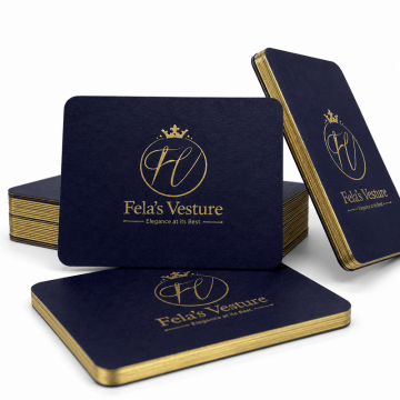 Custom Square Gold Edge Textured Business Cards Printing