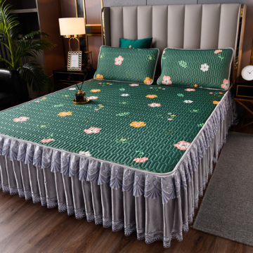 Summer Latex Bed Skirt Three-piece Mat Machine Washable