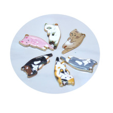 Metallic Enamel Korea Cat Charms Alloy Planar Cow Pendants Necklace Jewelry Making Artificial Animal Ornament