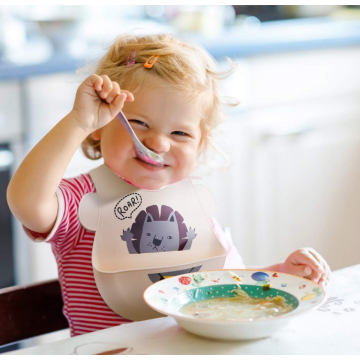 Vattentät söta djur Silikon Baby Feeding Bibs