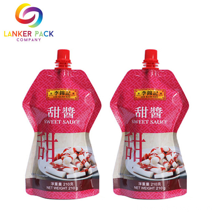 Custom Printed Doypack Dressing Plastic Packaging With Spout