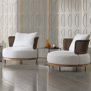 Scandinavian Outdoor Rattan Sofa and Chair for Patio, Garden, Villa, Hotel, and Balcony