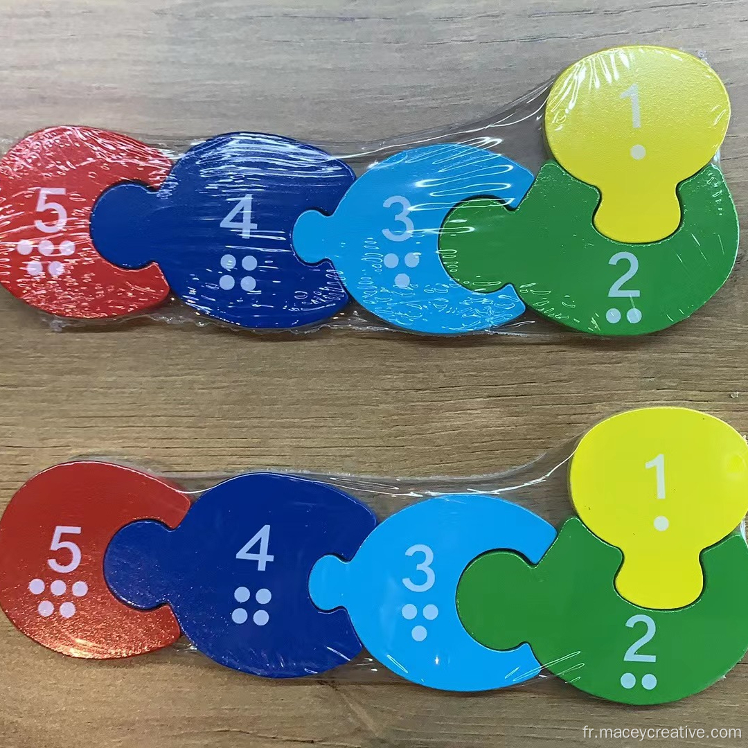 5 pièces Puzzle de chaîne de couleur en bois