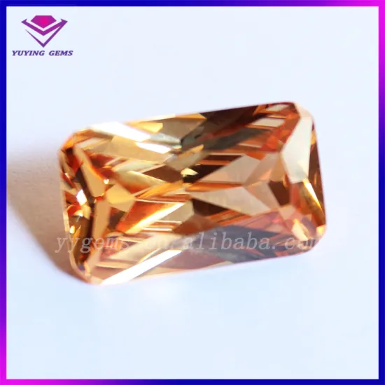 Factory Supplier Champagne CZ Princess Cut Cubic Zirconia Stone