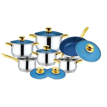 12PCS with Blue Glass Stainless Steel